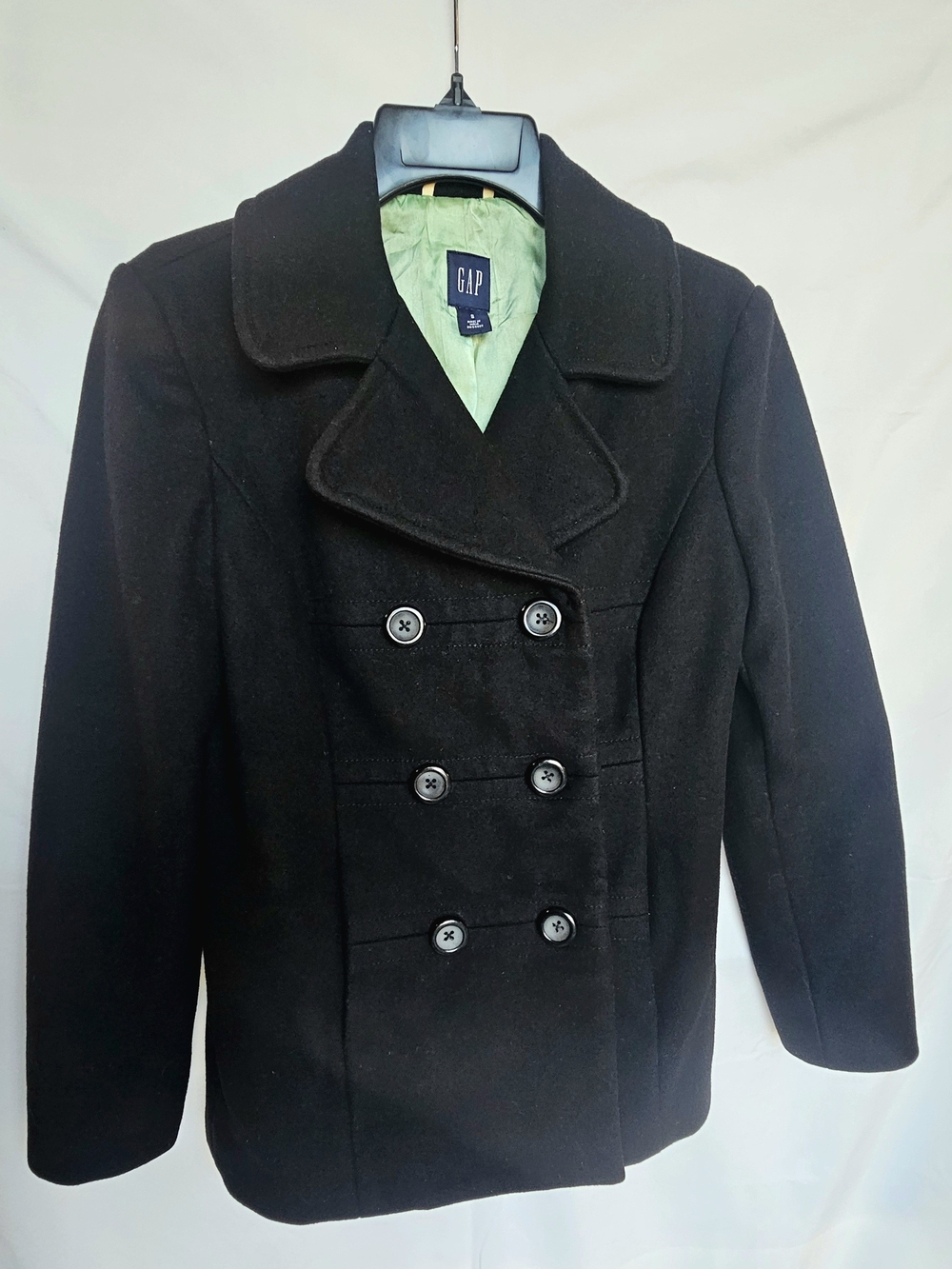 GAP Women's Black Wool Pea Coat Sz S